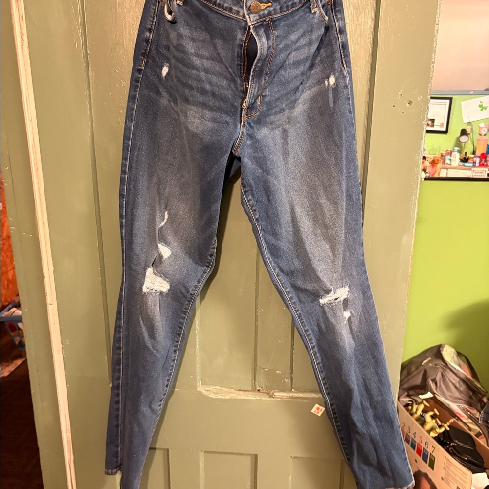 Old Navy Women's Blue Distressed Skinny Jeans
